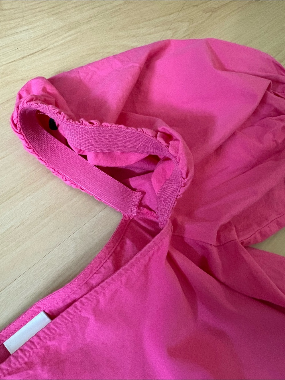 H&M Cerise Pink Smocked Puff Sleeve Dress XS Oversized Babydoll Cottagecore - Picture 6 of 8